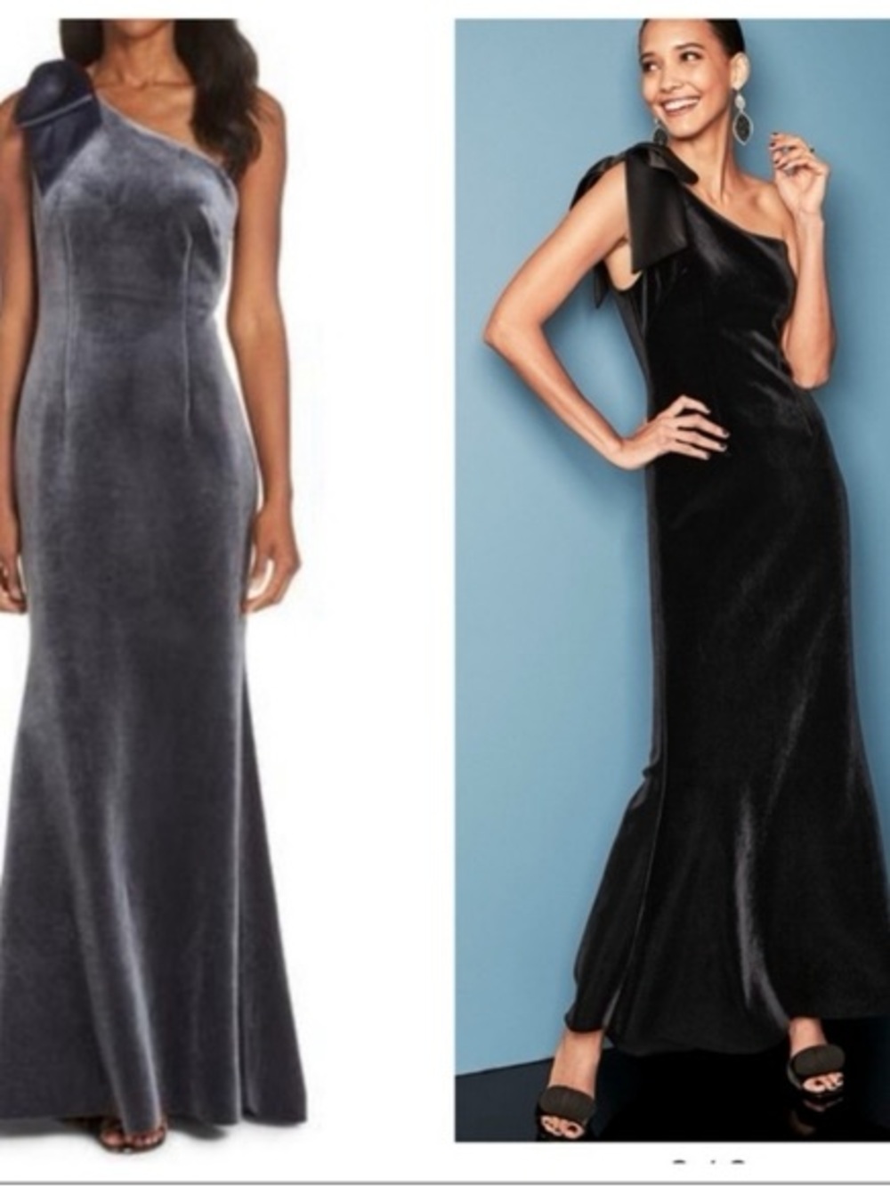 Eliza J Silver Velvet Formal One Shoulder Dress 2